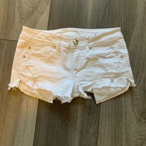 White Frayed & Ripped Jean Shorts